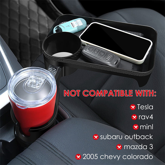 Car Cup Holder Expander Tray, 360° Rotation Detachable Table Car Cup Holder Adapter