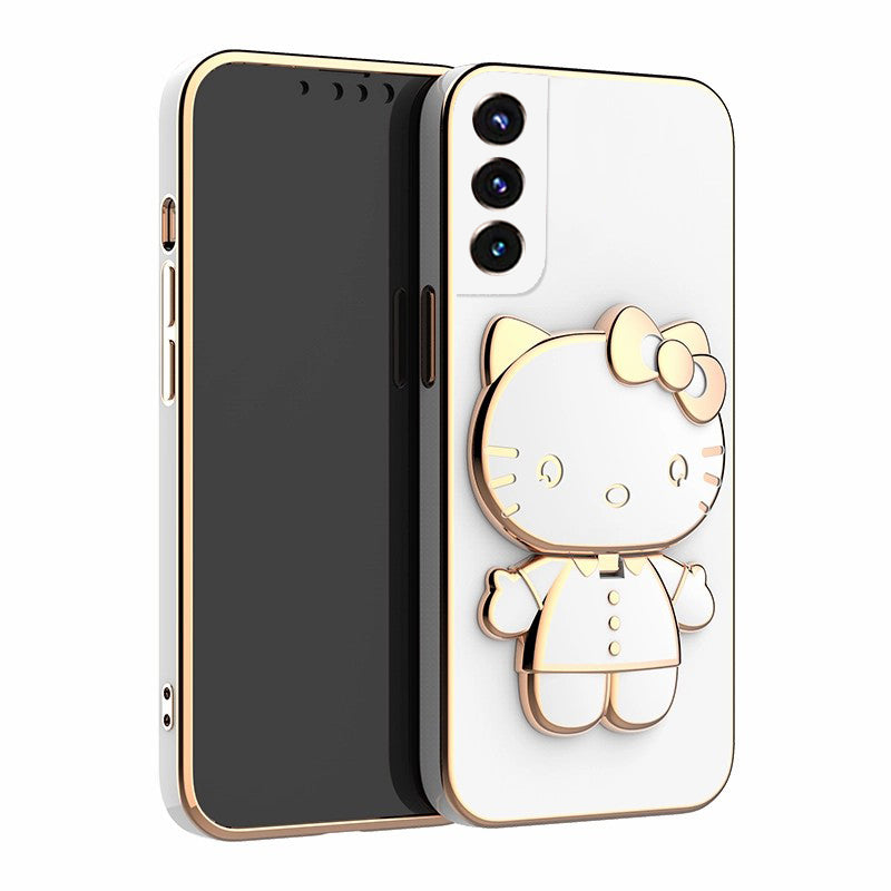 Cartoon Cat Bracket Mirror Case Cover For Samsung