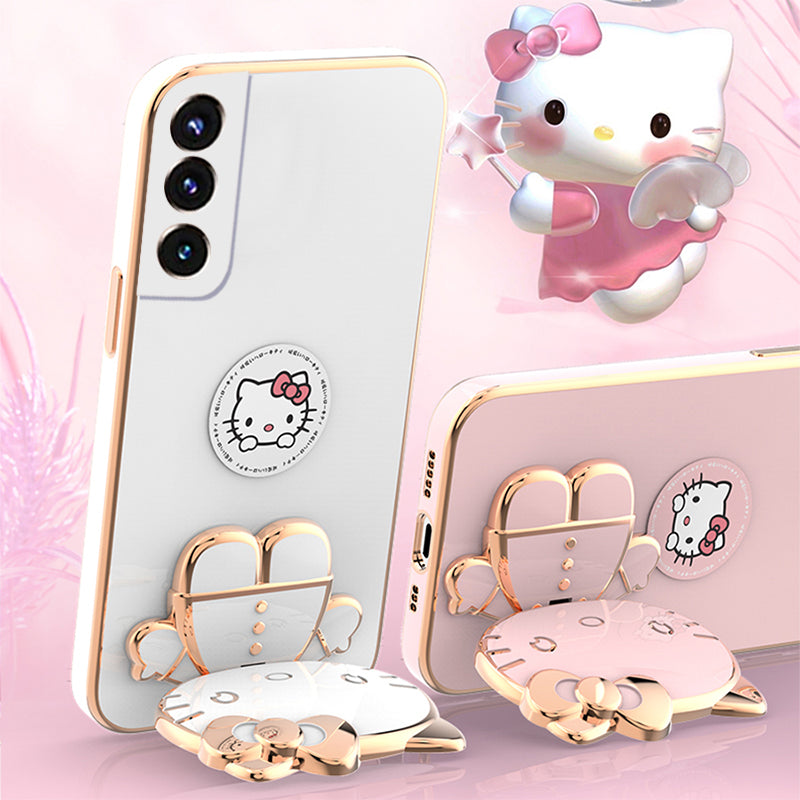 Cartoon Cat Bracket Mirror Case Cover For Samsung