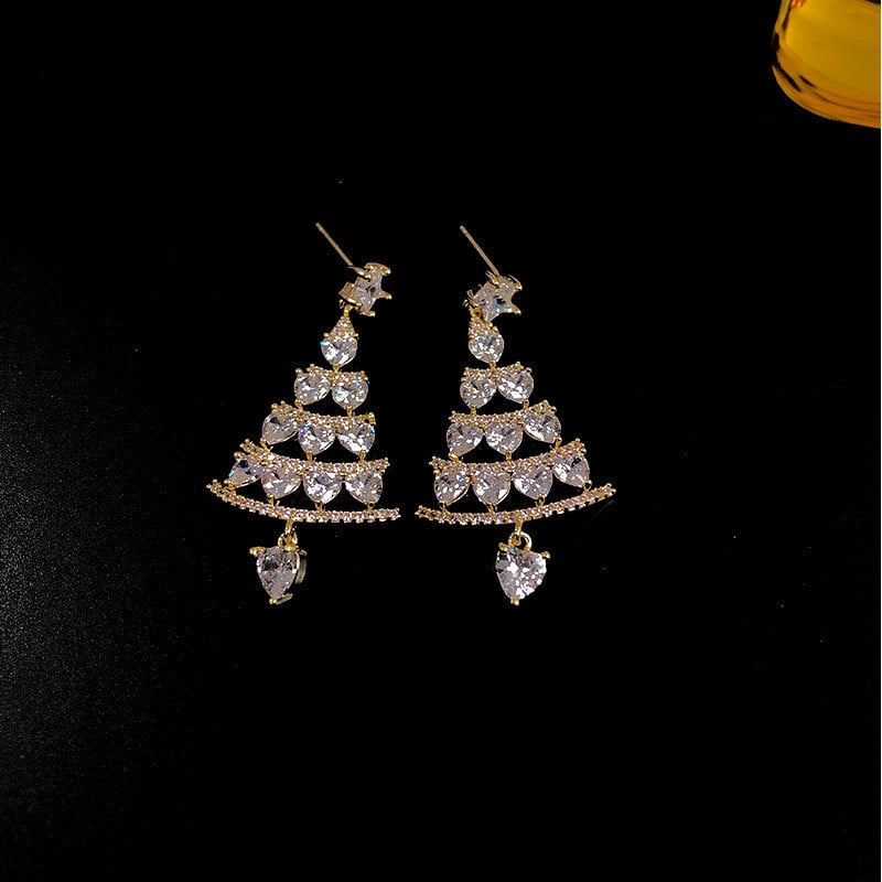 Christmas Gift For Her -Shiny Christmas Tree Earrings