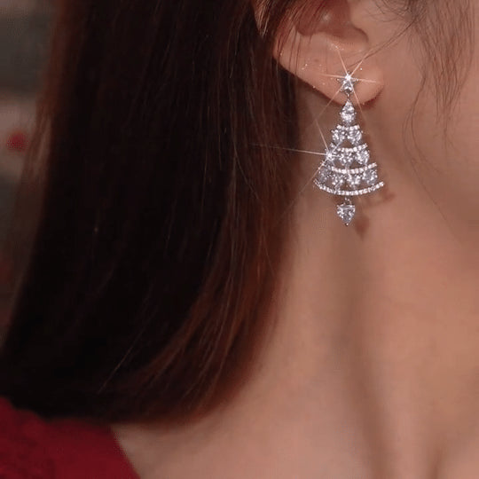 Christmas Gift For Her -Shiny Christmas Tree Earrings