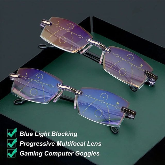 Clarkod Sapphire High Hardness Anti-blue Progressive Far And Near Dual-USe Reading Glasses