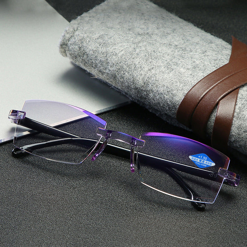 Color Glint® Blue gems high hardness Anti-wear anti blue light intelligent dual focus reading glasses