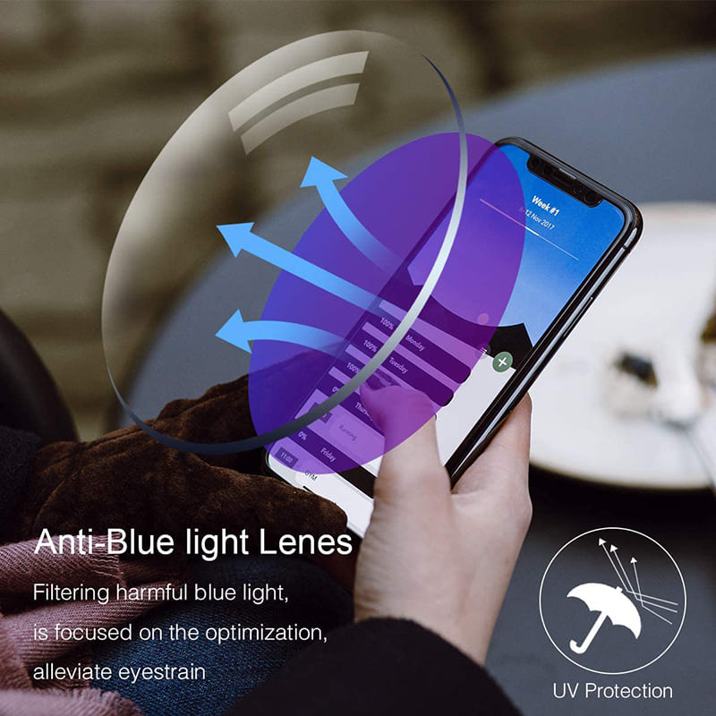 Color Glint® Blue gems high hardness Anti-wear anti blue light intelligent dual focus reading glasses