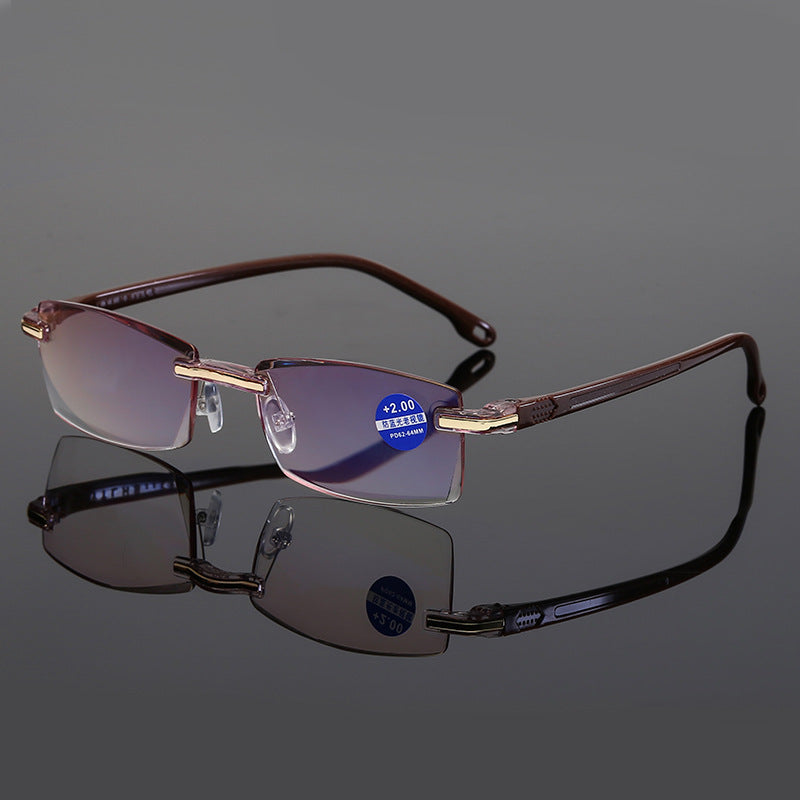 Color Glint® Blue gems high hardness Anti-wear anti blue light intelligent dual focus reading glasses