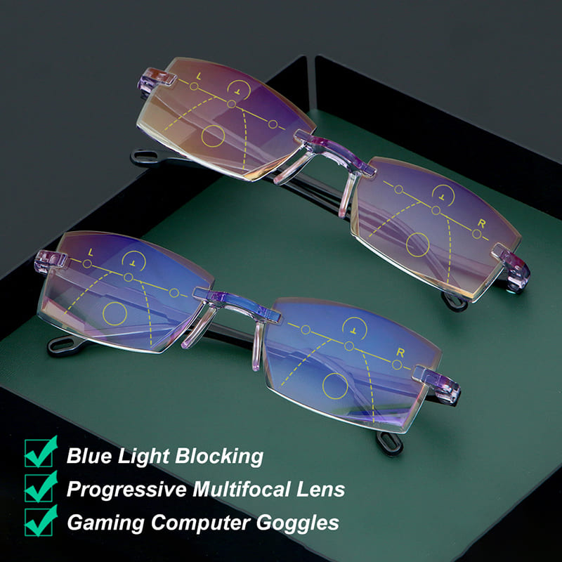 Color Glint Sapphire high hardness anti blue light intelligent dual focus reading glasses