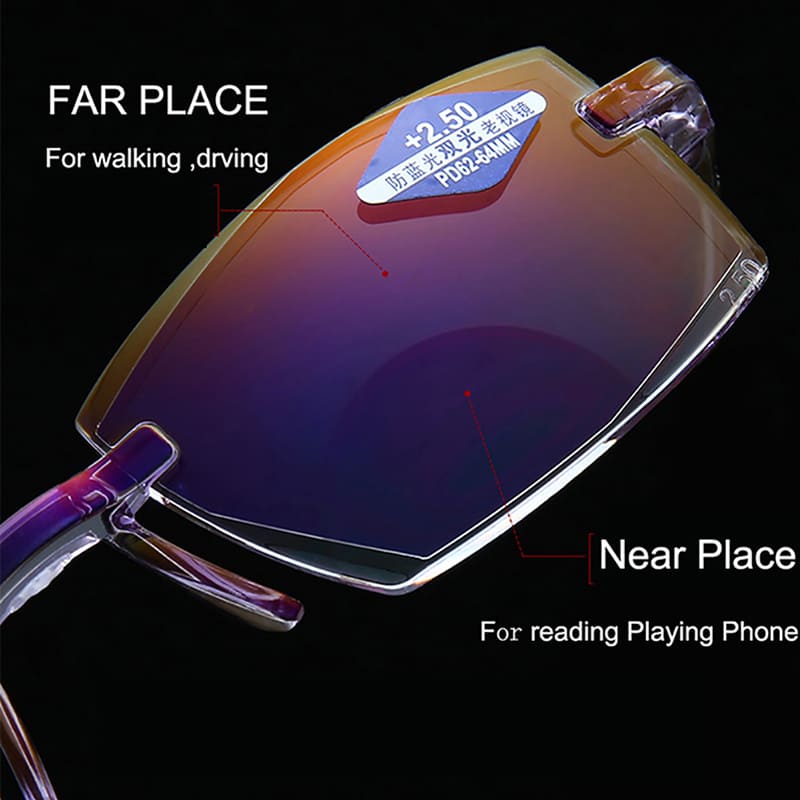 Color Glint Sapphire high hardness anti blue light intelligent dual focus reading glasses