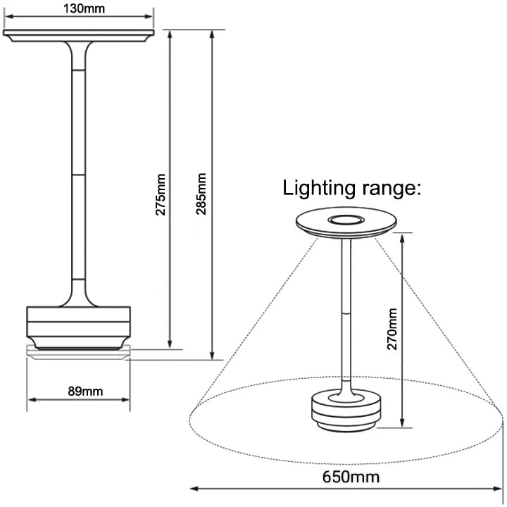 Cordless Table Lamp - Dimmable & Rechargeable Waterproof Desk Light Swindmicape