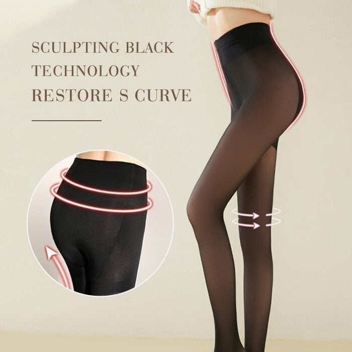 Curilic Flawless Legs Fake Translucent Warm Plush Lined Elastic Tights