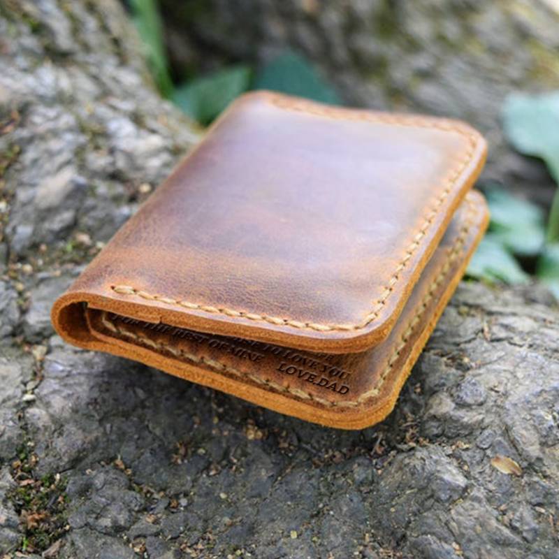 Dad To Son -You Will Never Lose- Leather Bifold Wallet