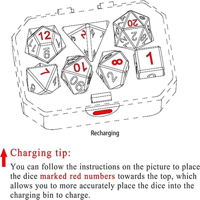 DND Dice Rechargeable with Charging Box (7 PCS)