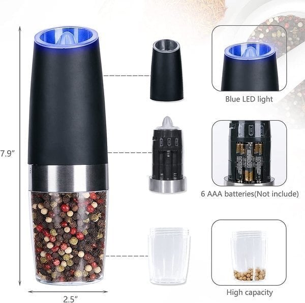 Duratione Automatic Electric Gravity Induction Salt / Pepper Grinder