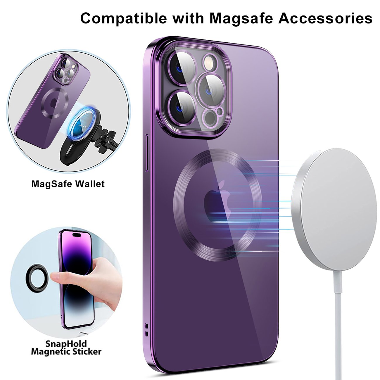 Electroplating Wireless Magnetic Charging All-Inclusive Lens iPhone Case