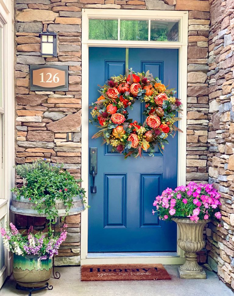 Fall Peony and Pumpkin Wreath - Year Round Wreath