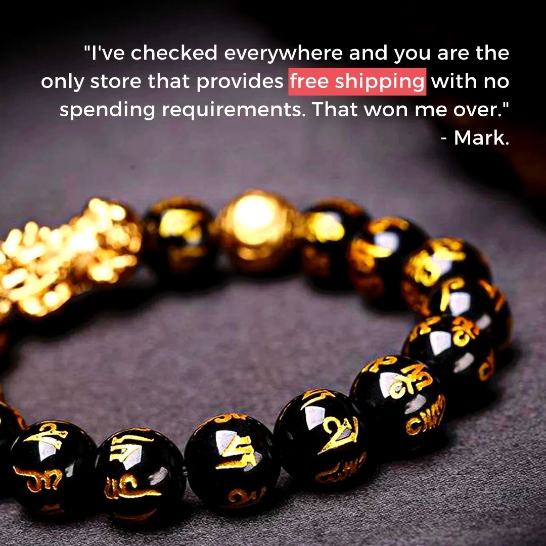 Feng Shui Black Obsidian Wealth Bracelet - Pixiu, Wealth, Buddha