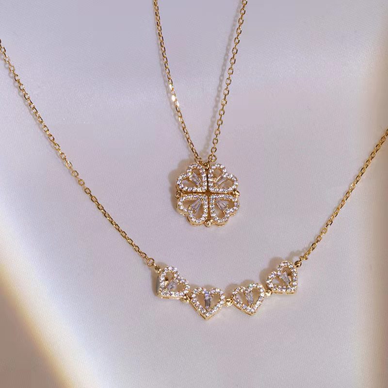 Four Leaf Heart Shape Necklace