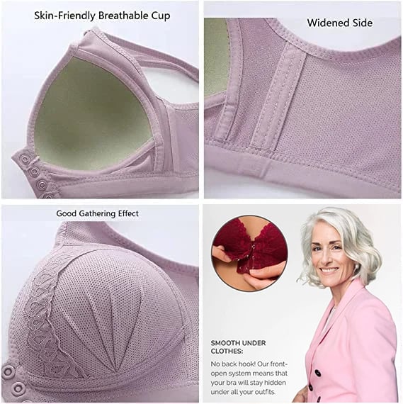 FW®2022 Front Button Breathable Skin-Friendly Cotton Bra(BUY 1 GET 2 FREE)-Pink