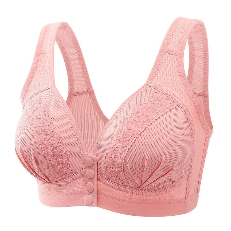 FW®2022 Front Button Breathable Skin-Friendly Cotton Bra(BUY 1 GET 2 FREE)-Pink