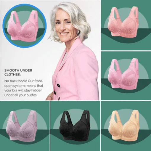 FW®2022 Front Button Breathable Skin-Friendly Cotton Bra(BUY 1 GET 2 FREE)-Pink