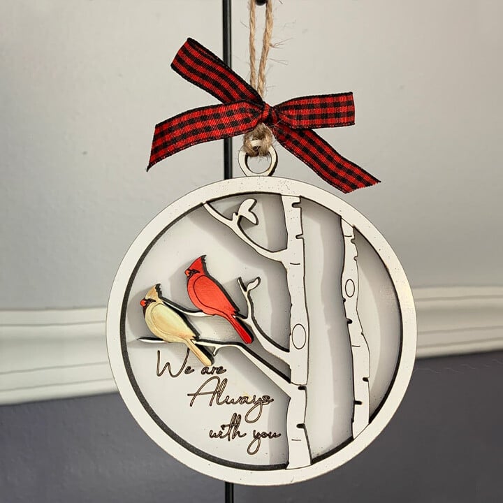 Handmade memorial ornament with Cardinals- We Are Always With You