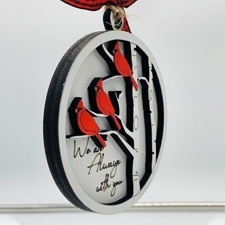 Handmade memorial ornament with Cardinals- We Are Always With You