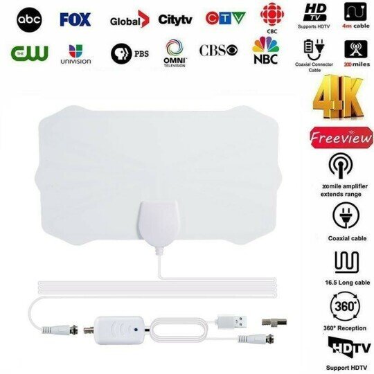 HDTV Cable Antenna 4K (5G Chip, Can Be USed Worldwide)