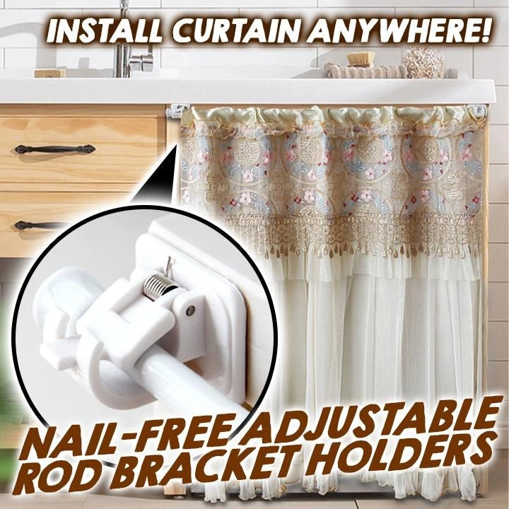 (Hot Sale - 49% OFF)Nail-free Adjustable Rod Bracket Holders(Set of 2), Buy 3 Get 1 Free NOW!!