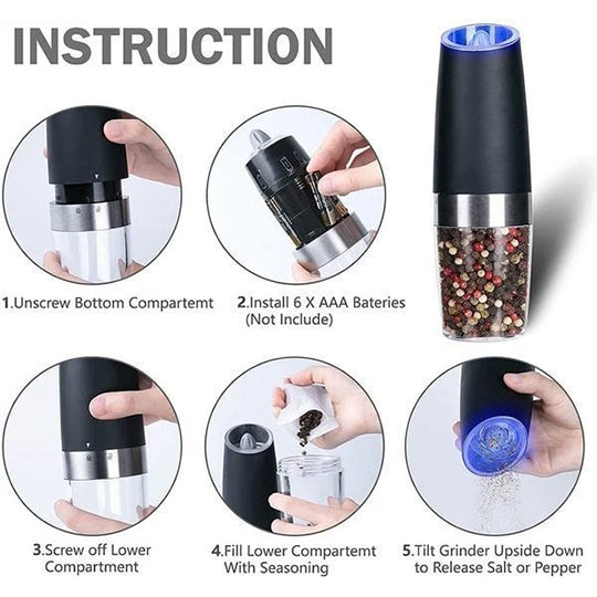 Hot sale - Automatic Electric Gravity Induction Salt and Pepper Grinder