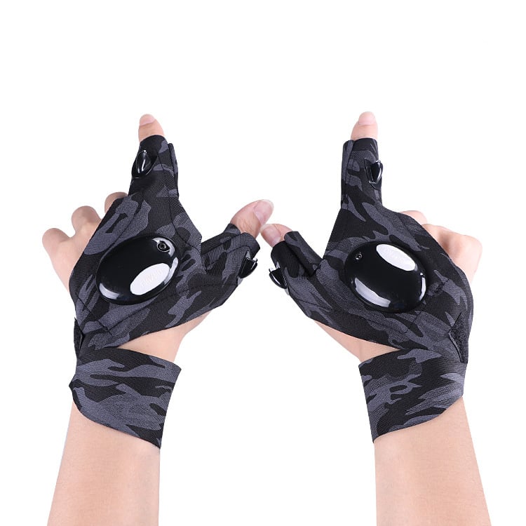 (Hot Sale) LED Flashlight Waterproof Gloves - Practical Durable Fingerless Gloves