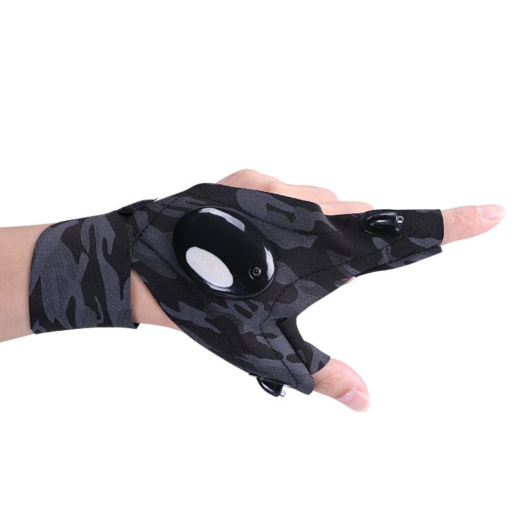 (Hot Sale) LED Flashlight Waterproof Gloves - Practical Durable Fingerless Gloves