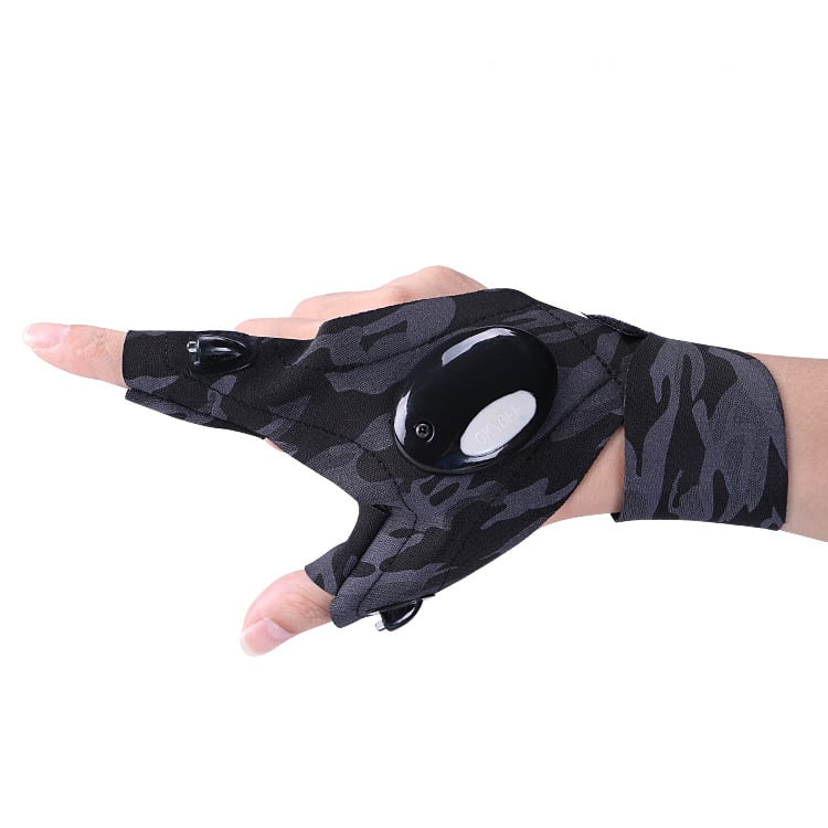 (Hot Sale) LED Flashlight Waterproof Gloves - Practical Durable Fingerless Gloves