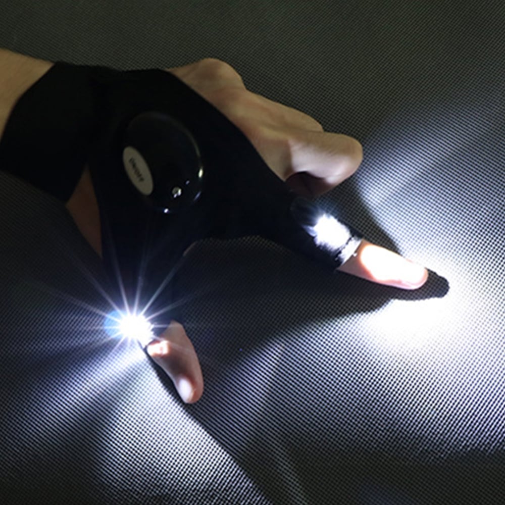 (Hot Sale) LED Flashlight Waterproof Gloves - Practical Durable Fingerless Gloves