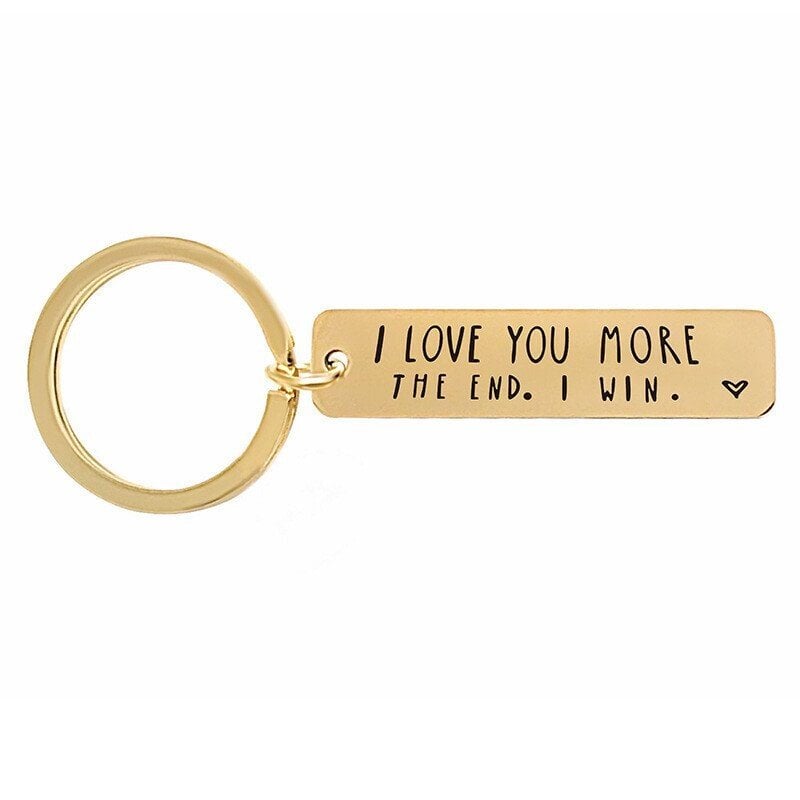 “I Love You More The End I Win”Funny Birthday Keychain– A personalised gift for him/her