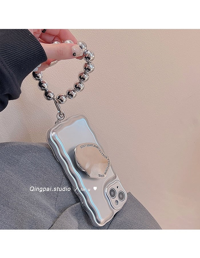 Icpastuntent Matte Silver Ball Bracelet Air Cushion Case for iPhone