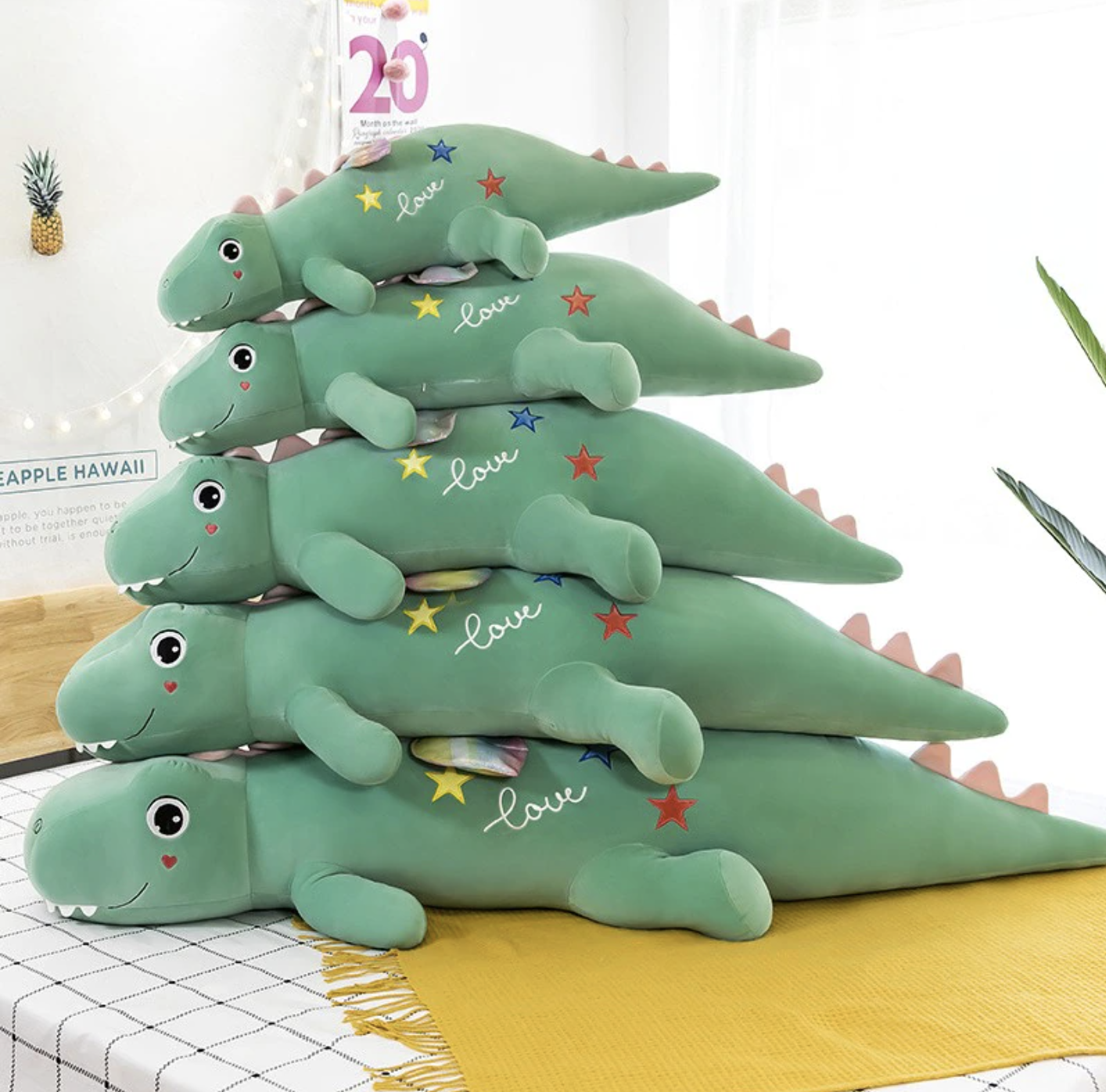 Large Colored Dinosaur Pillow Soft Stuffed Plush Toy