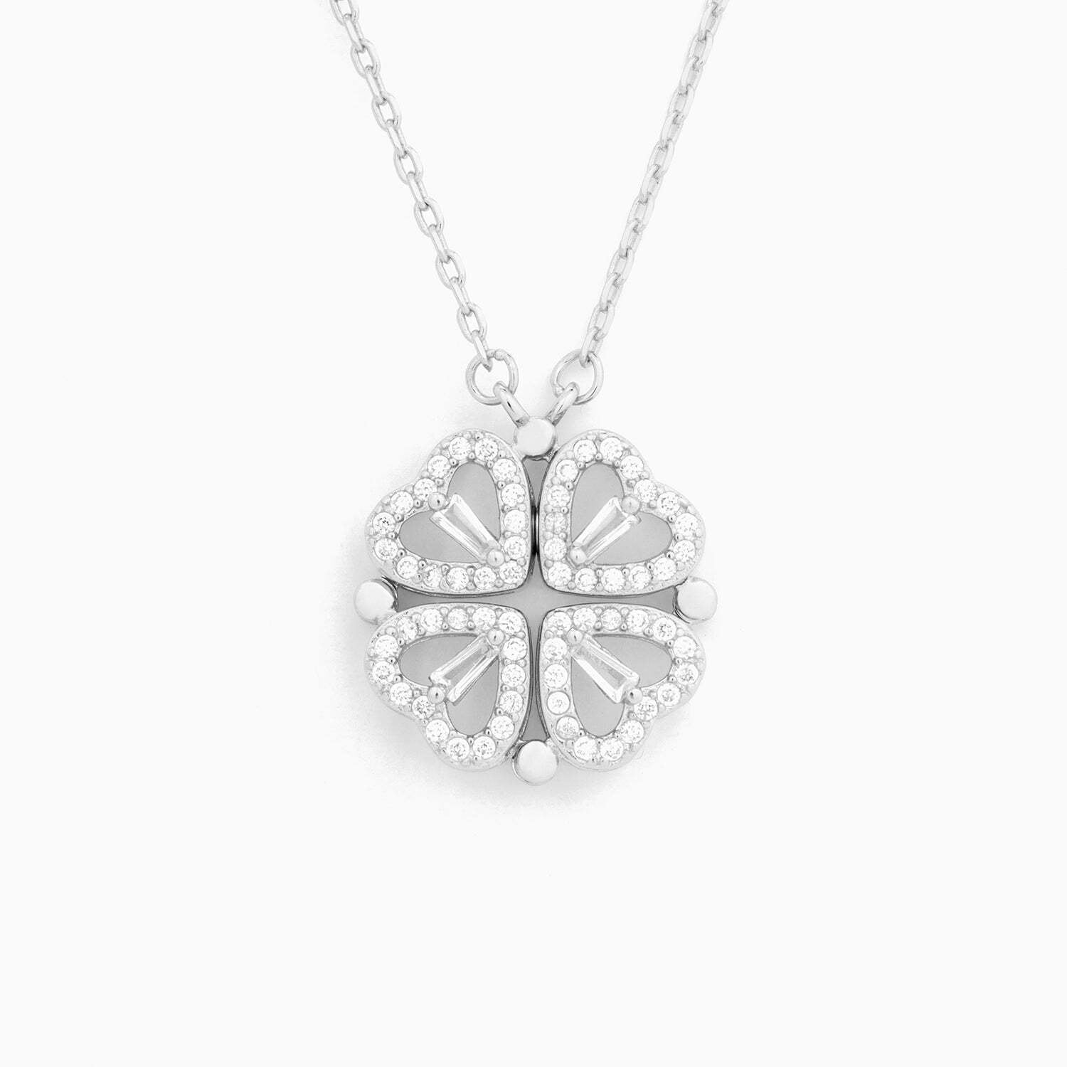 Last Day Promotion 45% OFF-Lucky Heart Sterling Silver Necklace WITH SIX ROSES