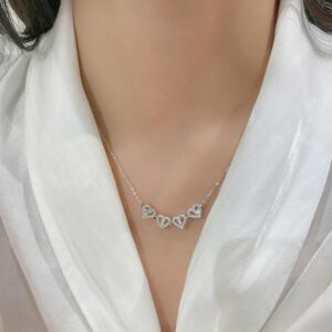 Last Day Promotion 45% OFF-Lucky Heart Sterling Silver Necklace WITH SIX ROSES