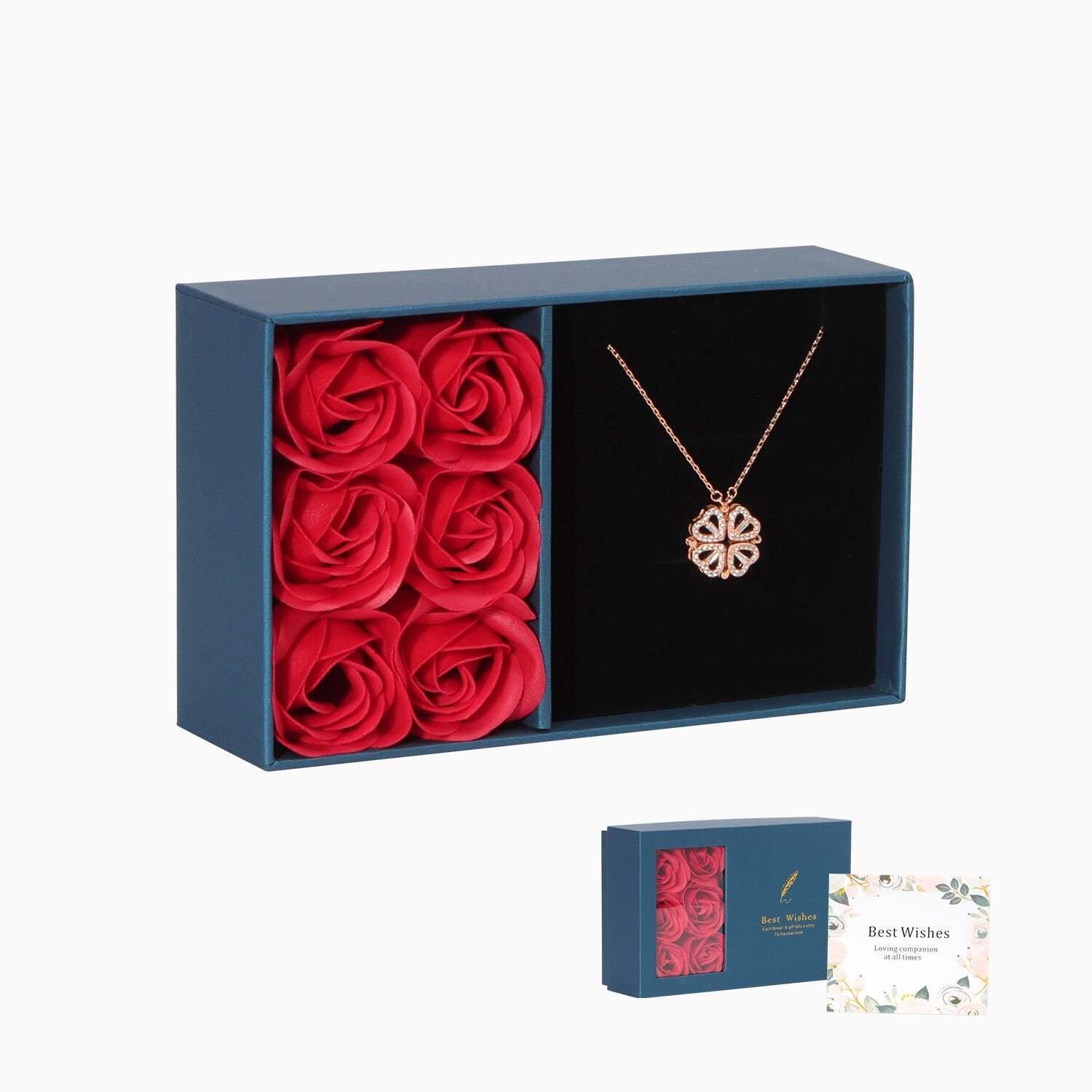 Last Day Promotion 45% OFF-Lucky Heart Sterling Silver Necklace WITH SIX ROSES