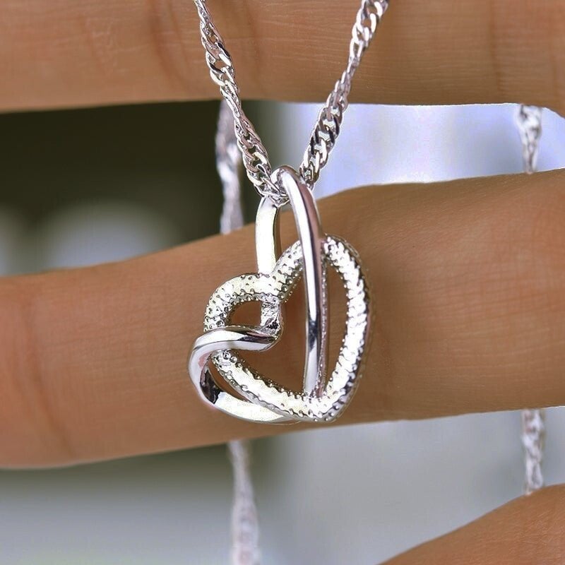 Last Day Promotion 70% OFF - Interlocking Heart Necklace - Mother & Daughter - Forever Linked Together