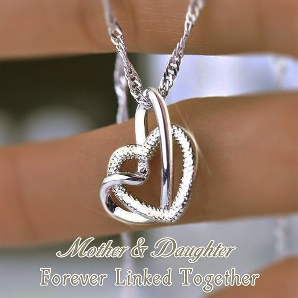 Last Day Promotion 70% OFF - Interlocking Heart Necklace - Mother & Daughter - Forever Linked Together