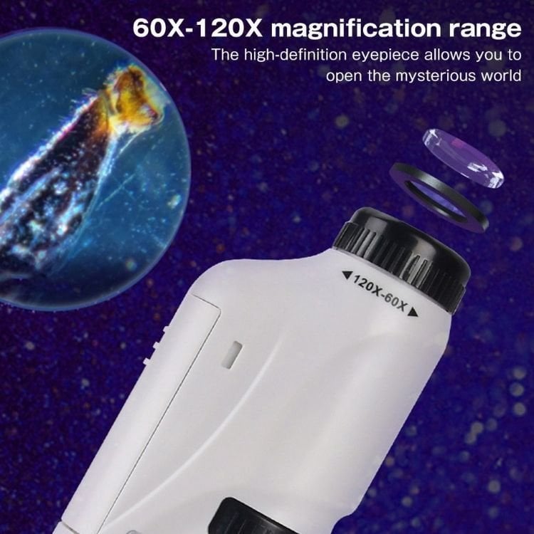 Pasiox Kid's Portable Pocket Microscope With Adjustable Zoom 60-120x