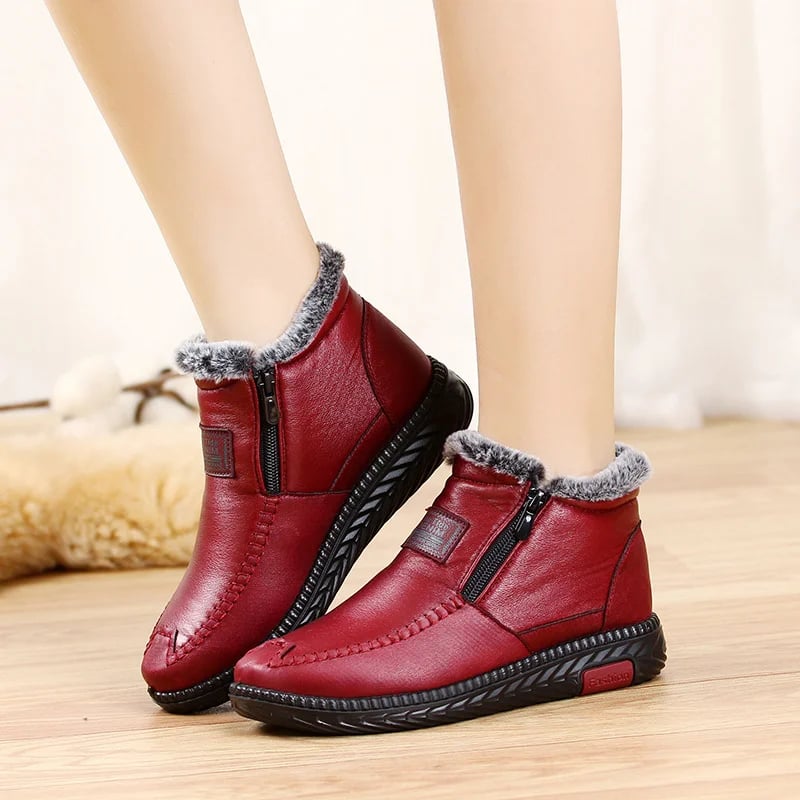 (Last Day Promotion 75% OFF) - Women's Waterproof Non-slip Cotton Leather Boots - BUY MORE SAVE MORE!