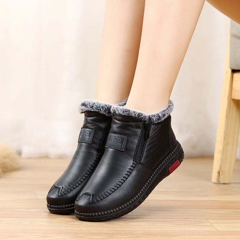 (Last Day Promotion 75% OFF) - Women's Waterproof Non-slip Cotton Leather Boots - BUY MORE SAVE MORE!