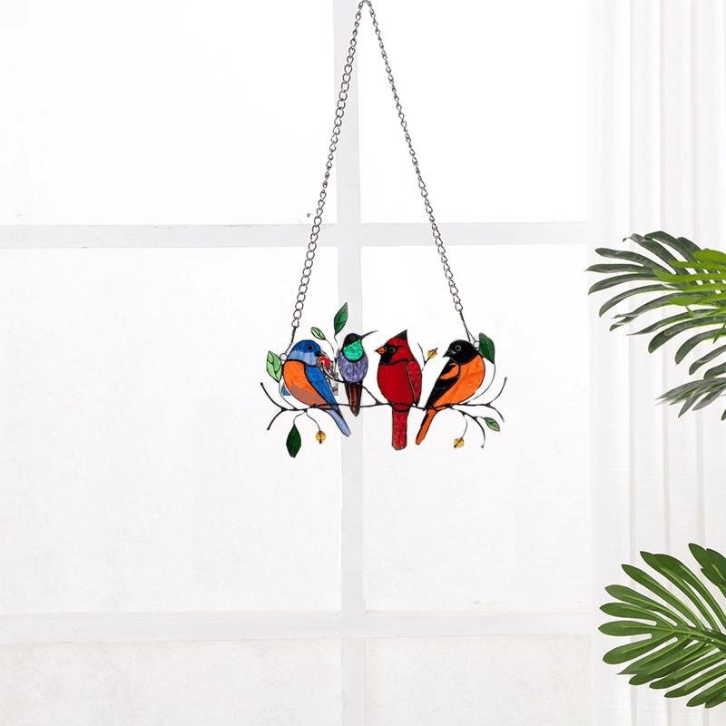 Last Day Special Sale -The Best Gift-Birds Stained Window Panel Hangings