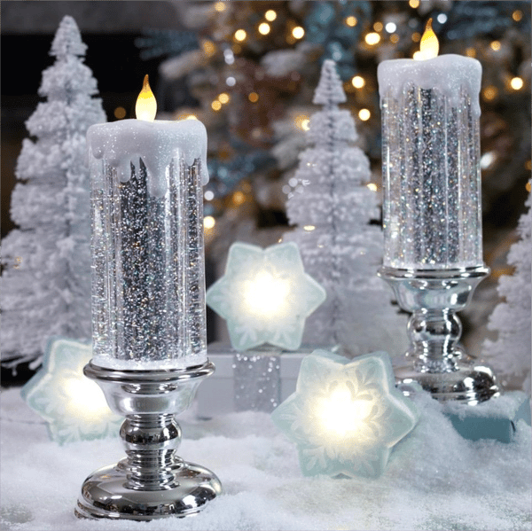 LED Christmas Candles With Pedestal