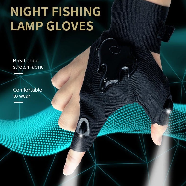 LED Flashlight Waterproof Gloves - Practical Durable Fingerless Gloves