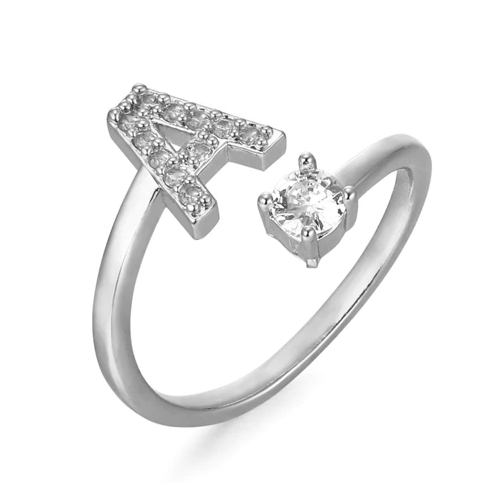 Letters Ring With Cubic Zirconia