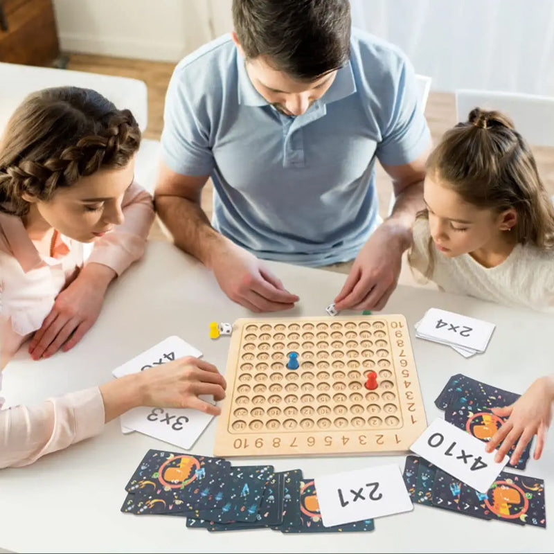 Luckyidays Wooden Montessori Multiplication Board Game