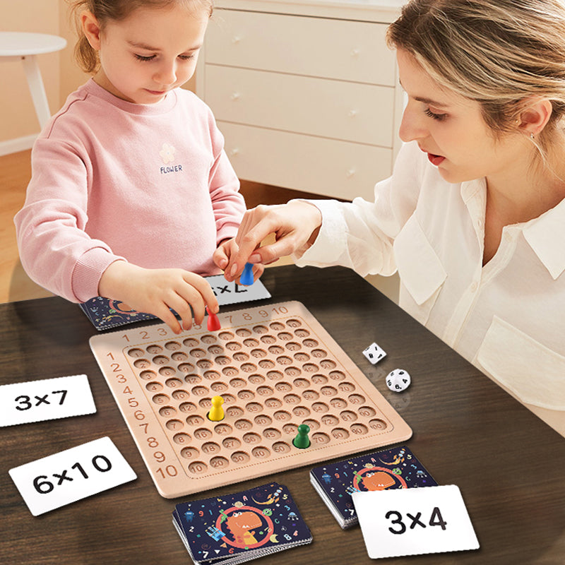 Luckyidays Wooden Montessori Multiplication Board Game