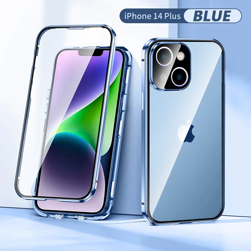 Magnetic Tempered Glass Double-sided Phone Case For iPhone 13/14 Series